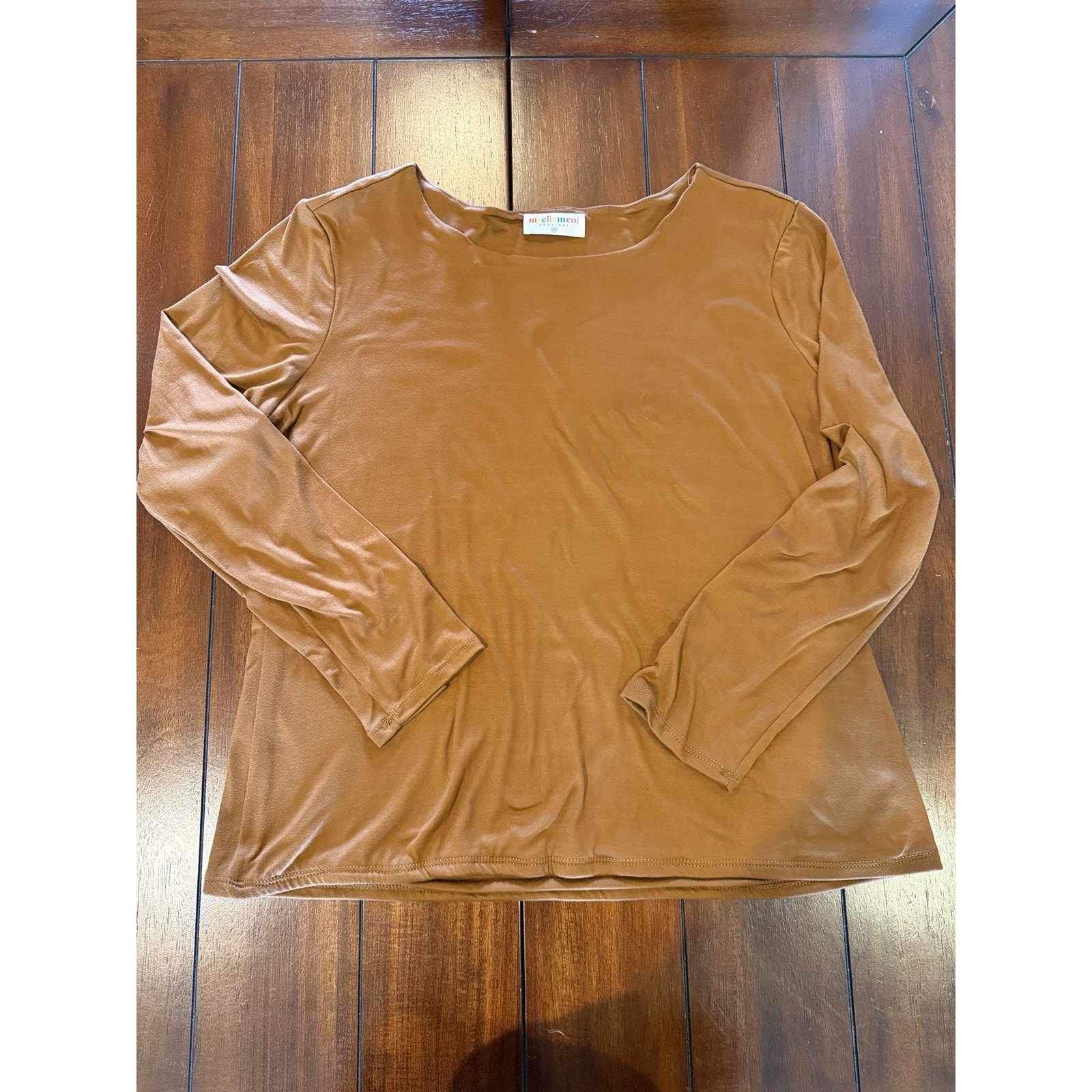 Myellement Boutique Women's 3xl Brown Solid Scoop Neck Long Sleeve Knit Tee — image 3 of 5
